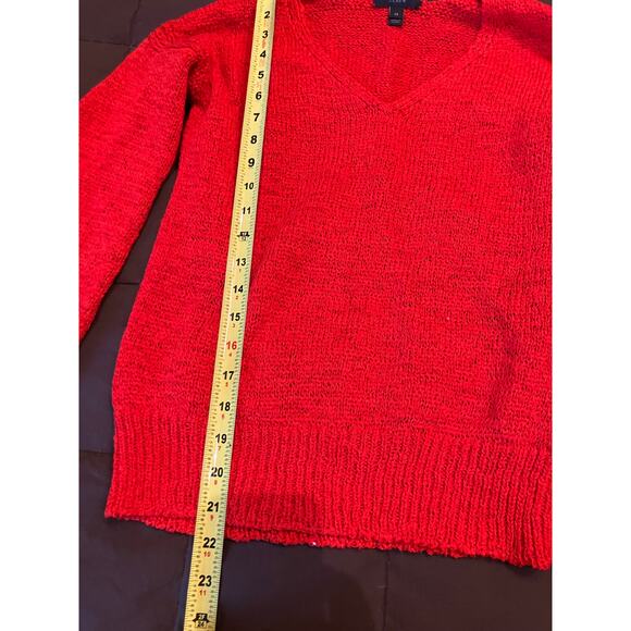 J. Crew Women's XS Red-Orange V-Neck Sweater Chunky Long Sleeve Fall - Picture 5 of 6